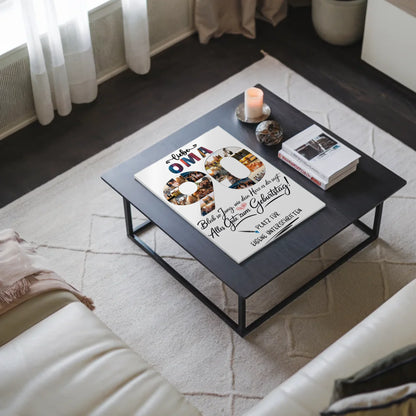 Magnetisches Fotoboard Poster mit Wunschtext für Oma 90 Geburtstag