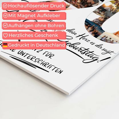 Magnetisches Fotoboard Poster mit Wunschtext für Oma 90 Geburtstag