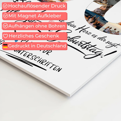 Magnetisches Fotoboard Poster mit Wunschtext für Oma 90 Geburtstag