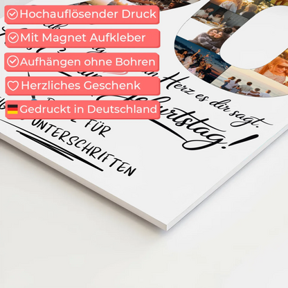 Magnetisches Fotoboard Poster mit Wunschtext für Oma 90 Geburtstag