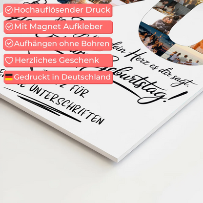 Magnetisches Fotoboard Poster mit Wunschtext für Oma 90 Geburtstag