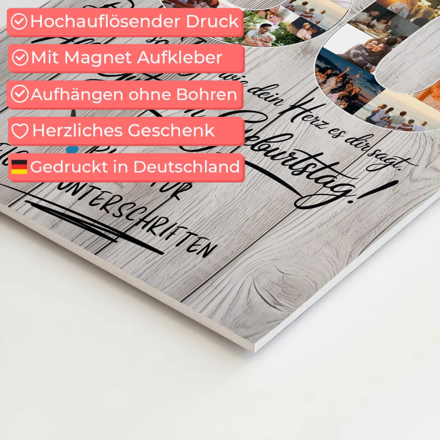 Fotoboard Magnet Poster mit Unterschriften Opa 60 Geburtstag