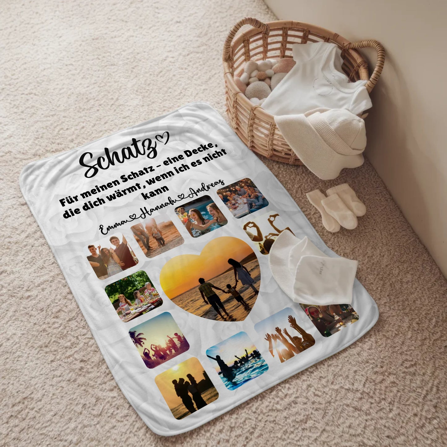 Foto Auf Decke Personalisiert für Paare Fotocollage mit Spruch