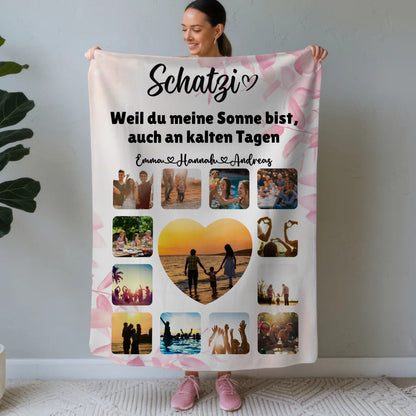 Kuscheldecke Mit Fotofür PaareFotocollage mit Schönem Spruch