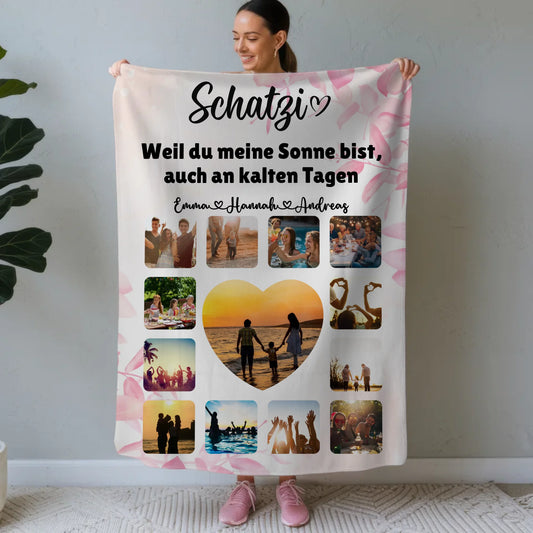 Kuscheldecke Mit Fotofür PaareFotocollage mit Schönem Spruch