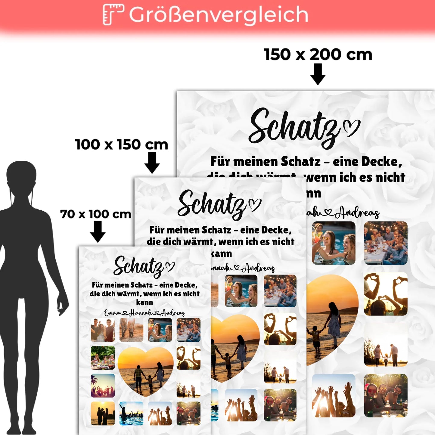 Foto Auf Decke Personalisiert für Paare Fotocollage mit Spruch