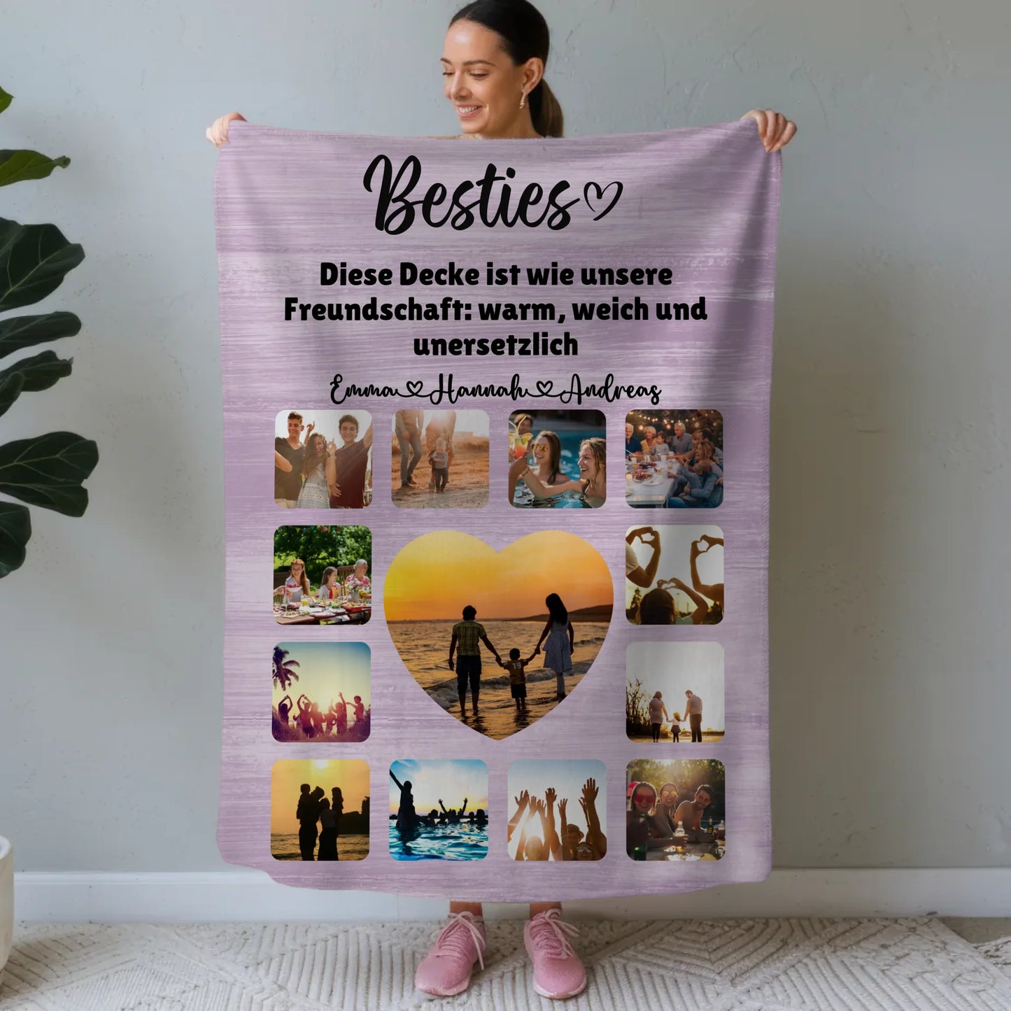 Decke Personalisiert Besties Fotocollage mit Schönem Spruch