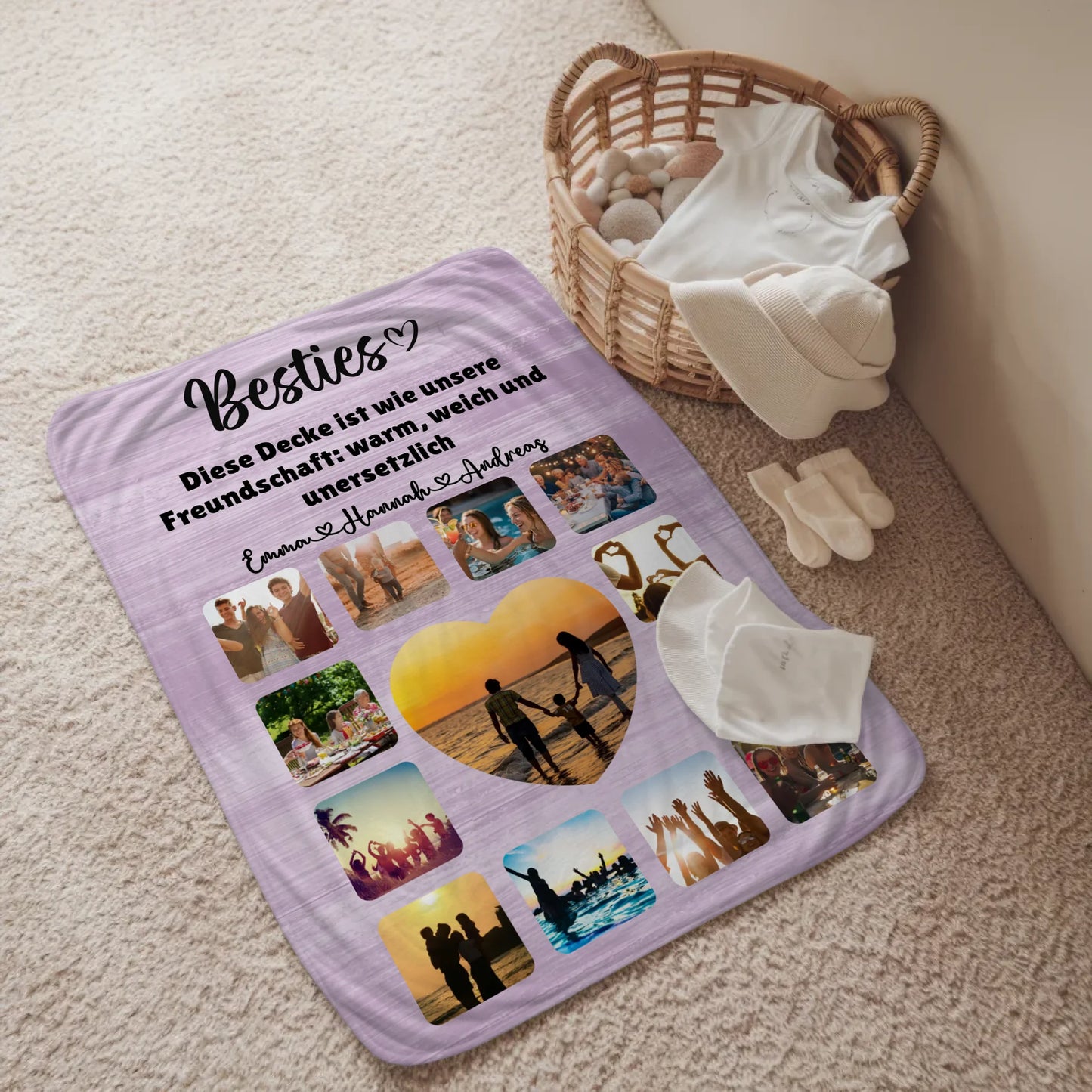 Decke Personalisiert Besties Fotocollage mit Schönem Spruch