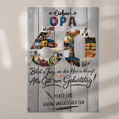 Fotoboard Magnet Poster mit Unterschriften Opa 60 Geburtstag