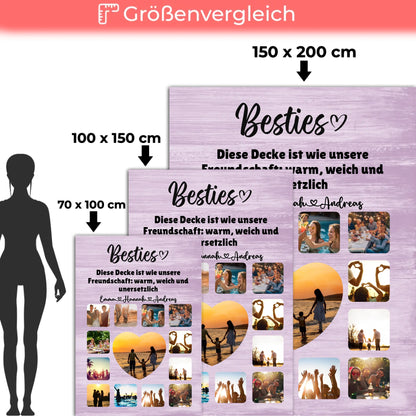 Decke Personalisiert Besties Fotocollage mit Schönem Spruch