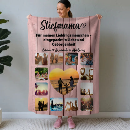 Kuscheldecke Mit Foto Stiefmama Fotocollage Mit Schoenem Spruch