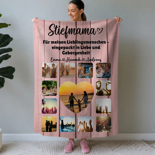 Kuscheldecke Mit Foto Stiefmama Fotocollage Mit Schoenem Spruch