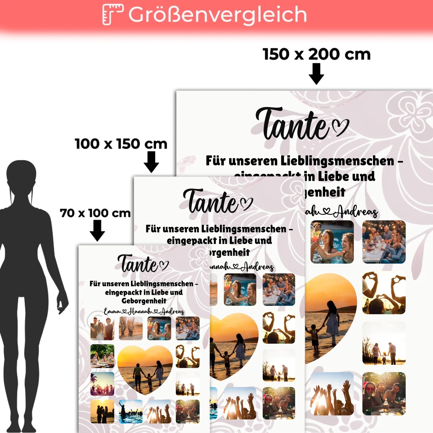 Decke Personalisiert Fotocollage mit Schoenem Spruch Tante