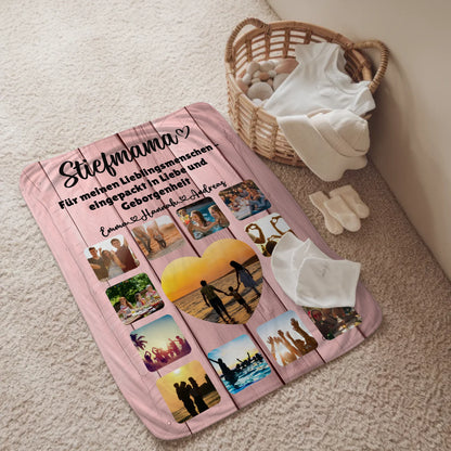 Kuscheldecke Mit Foto Stiefmama Fotocollage Mit Schoenem Spruch
