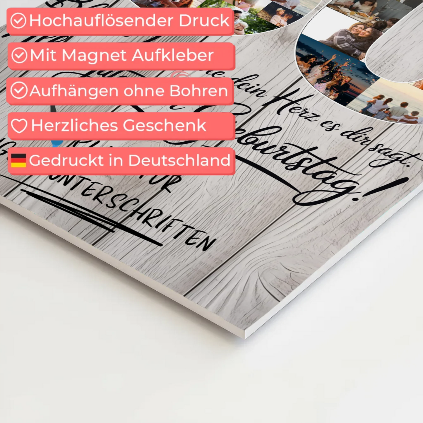 Fotoboard Magnet Poster mit Unterschriften Opa 60 Geburtstag