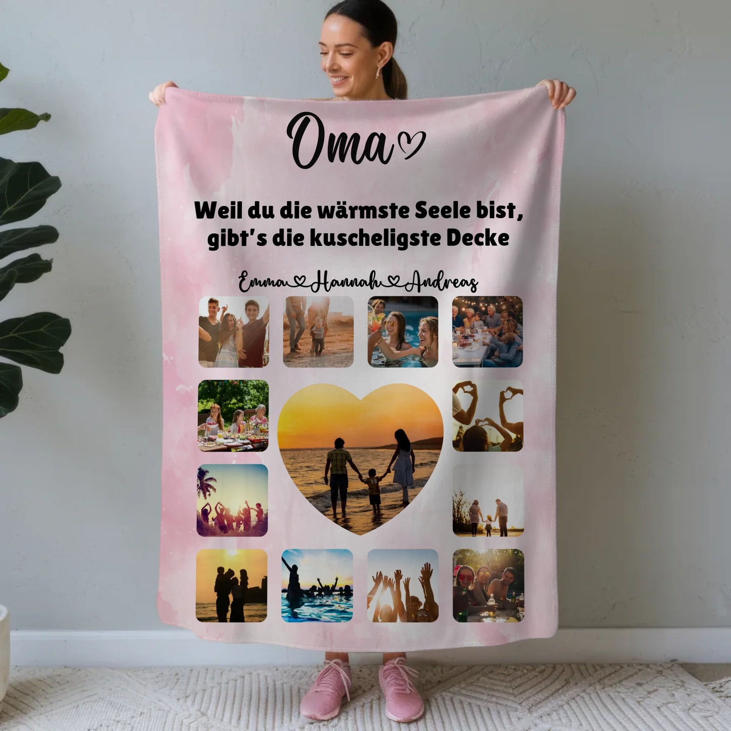 Kuscheldecke Foto Oma Fotocollage mit Schönem Spruch