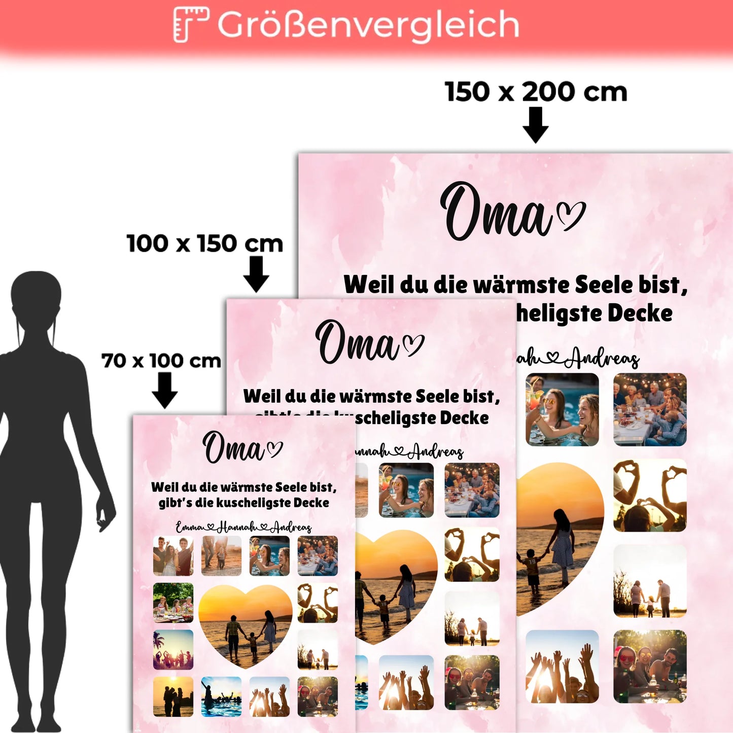 Kuscheldecke Foto Oma Fotocollage mit Schönem Spruch