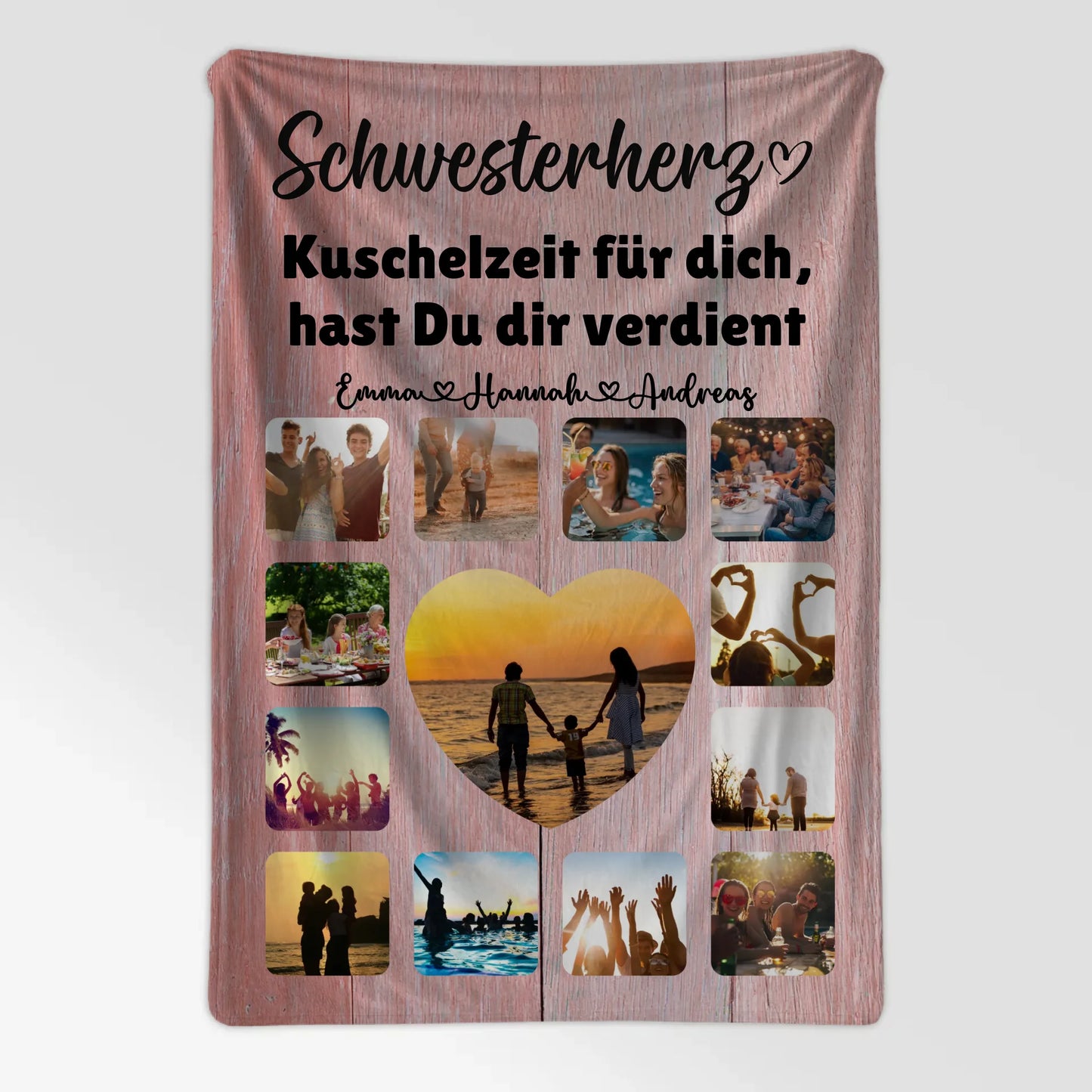 Decke Mit Foto Fotocollage mit Schoenem Spruch Schwesterherz