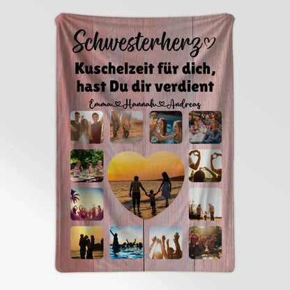 Decke Mit Foto Fotocollage mit Schoenem Spruch Schwesterherz