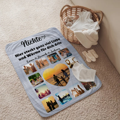 Personalisierte Kuscheldecke Nichte Fotocollage mit Schoenem Spruch