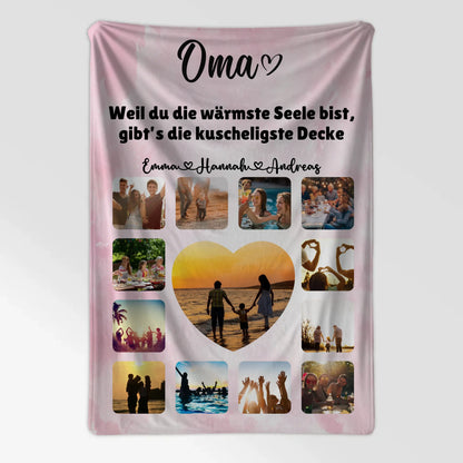 Kuscheldecke Foto Oma Fotocollage mit Schönem Spruch