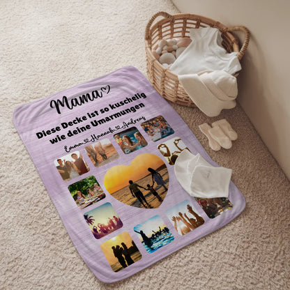 Fotodecke Mama Fotocollage mit Schönem Spruch Unikat