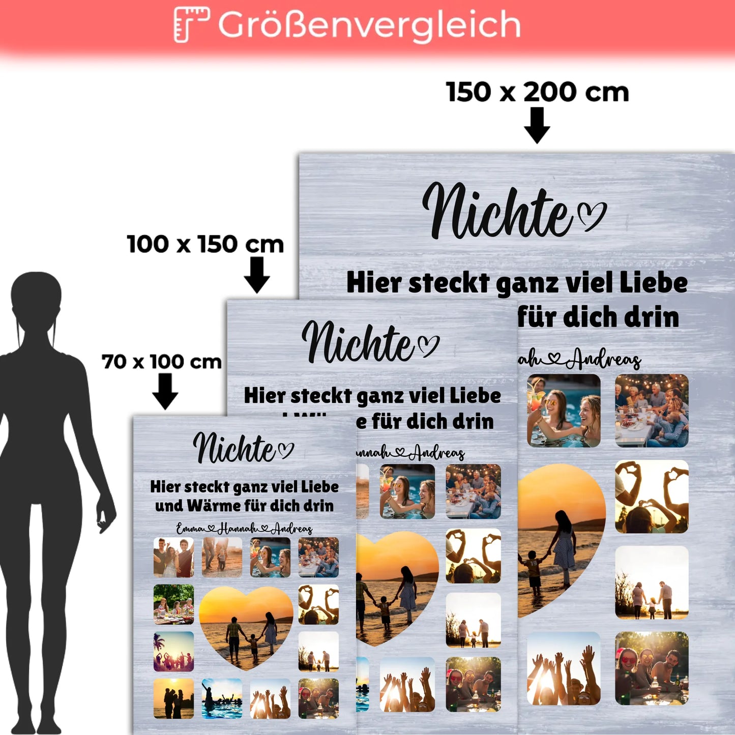 Personalisierte Kuscheldecke Nichte Fotocollage mit Schoenem Spruch