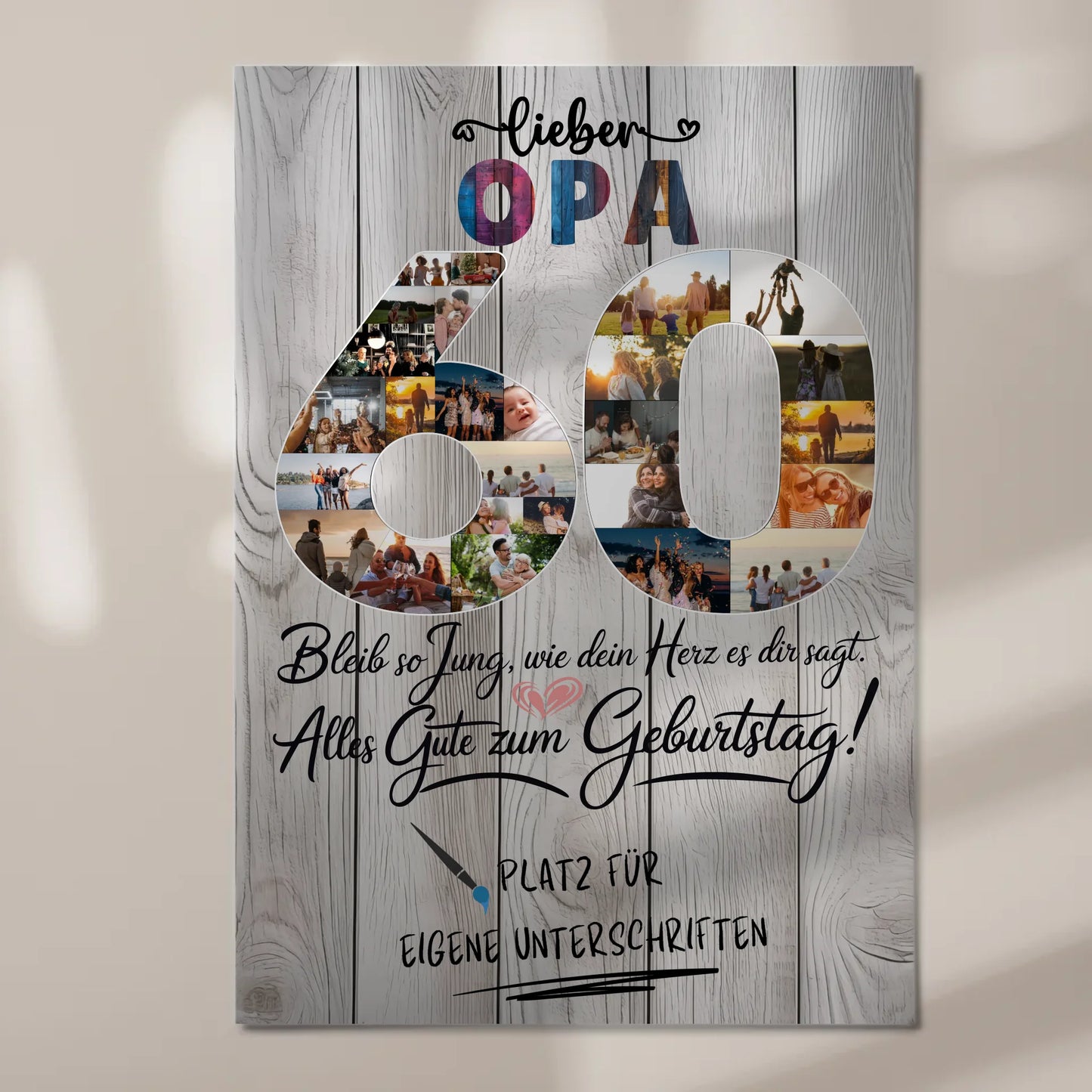 Fotoboard Magnet Poster mit Unterschriften Opa 60 Geburtstag