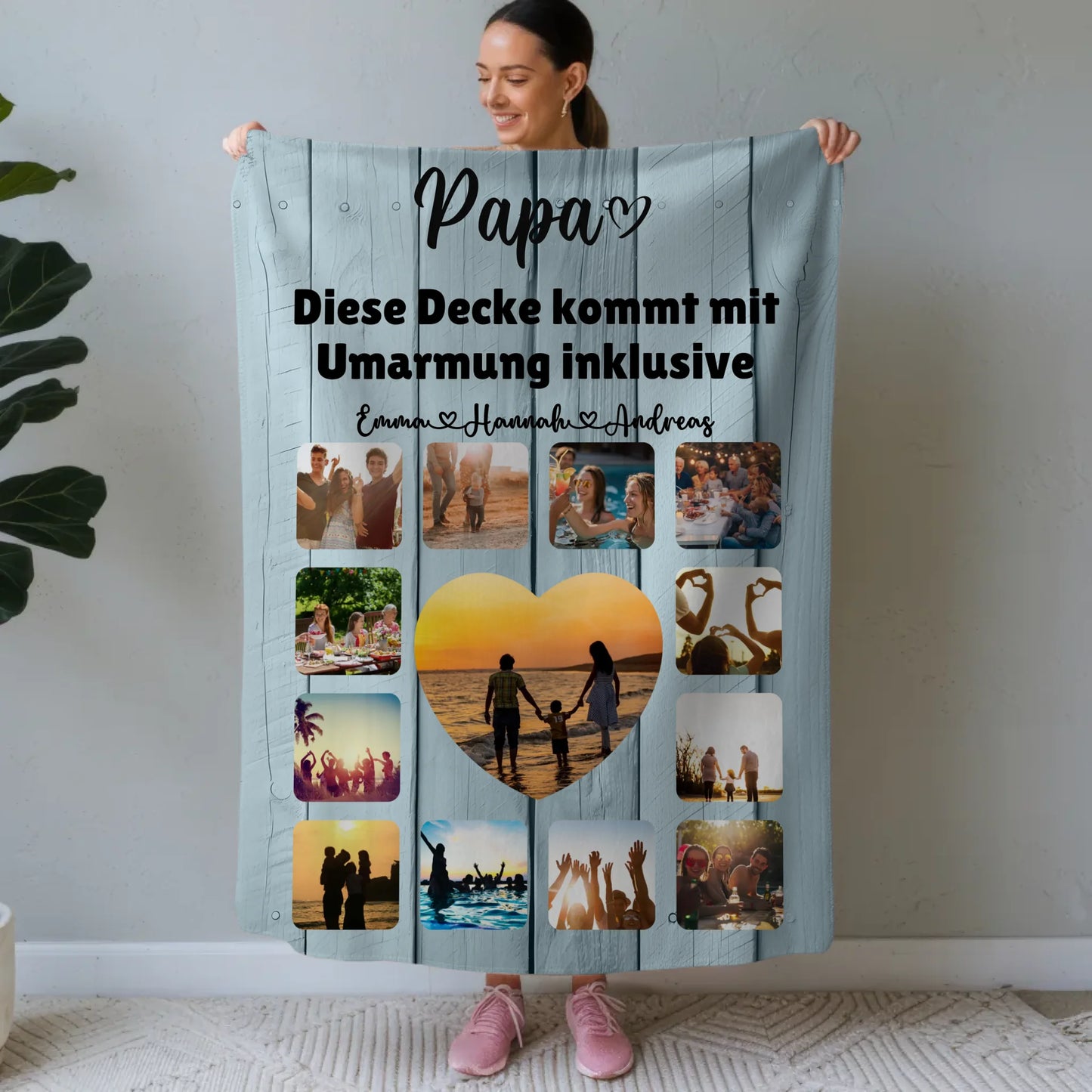 Decke Personalisiert Papa Fotocollage mit Schoenem Spruch