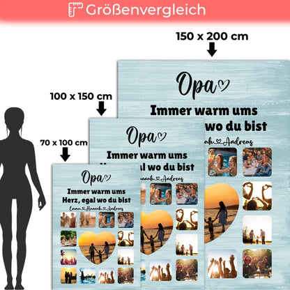 Individuelle Fotodecke Opa Fotocollage mit Schoenem Spruch
