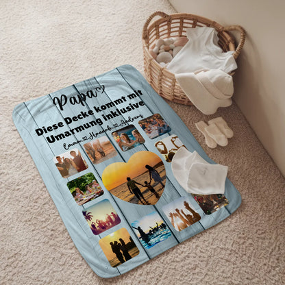 Decke Personalisiert Papa Fotocollage mit Schoenem Spruch