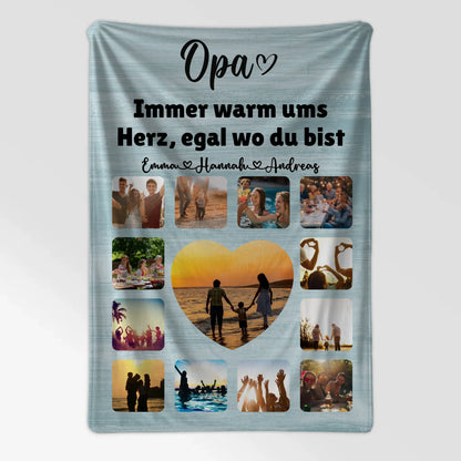 Individuelle Fotodecke Opa Fotocollage mit Schoenem Spruch