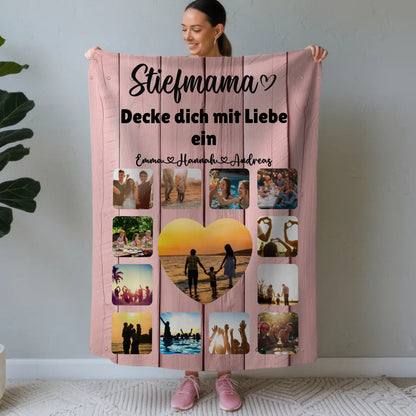 Kuscheldecke Foto Stiefmama Fotocollage mit Schoenem Spruch