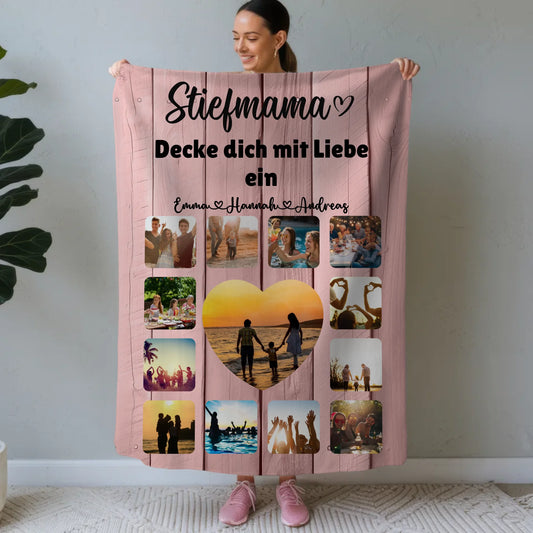 Kuscheldecke Foto Stiefmama Fotocollage mit Schoenem Spruch