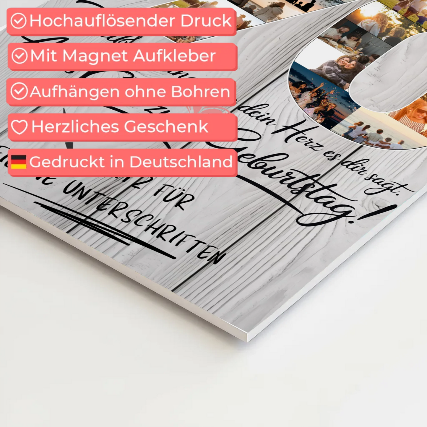 Fotoboard Poster magnetisch mit Wunschtext Opa 70 Geburtstag