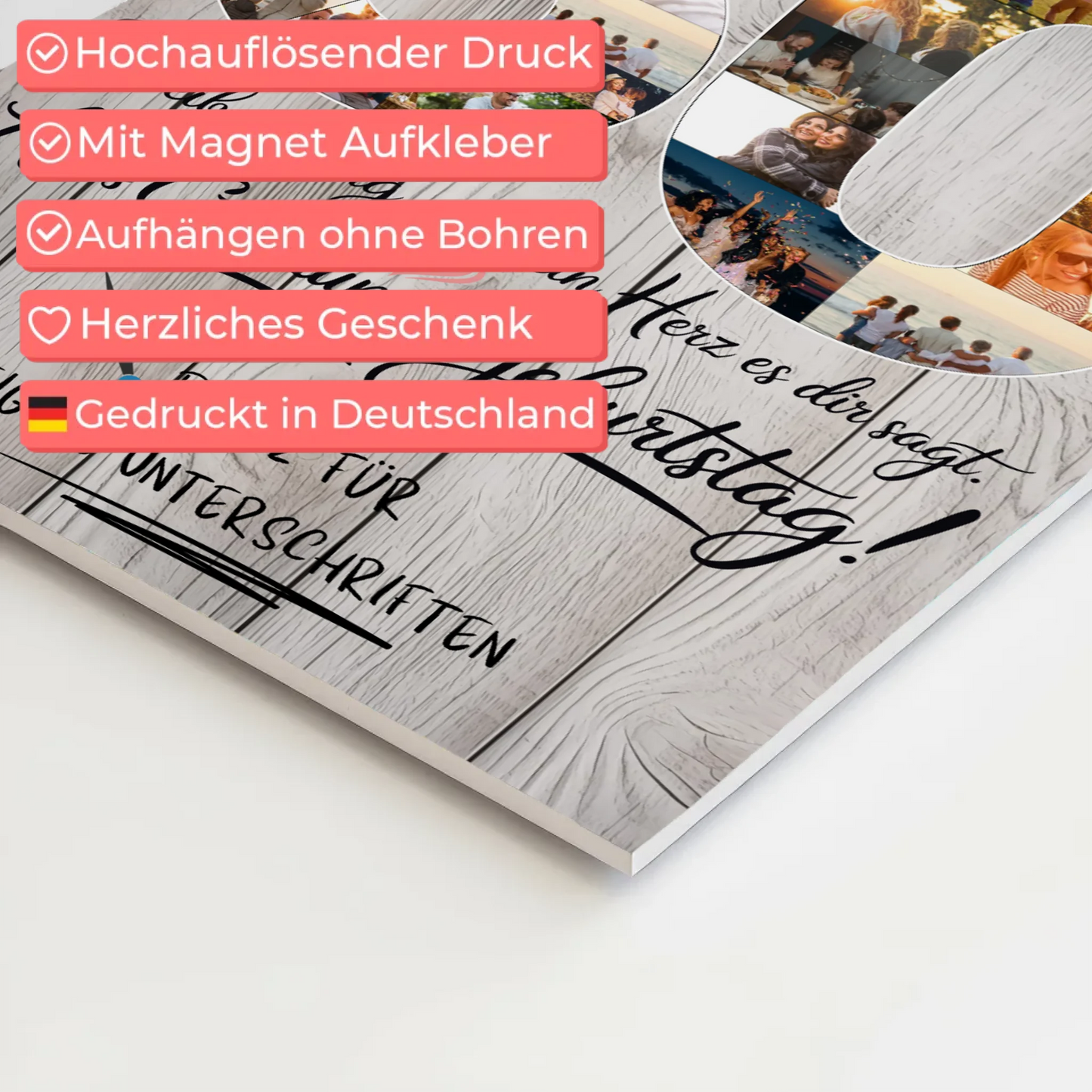 Fotoboard Magnet Poster mit Unterschriften Opa 60 Geburtstag