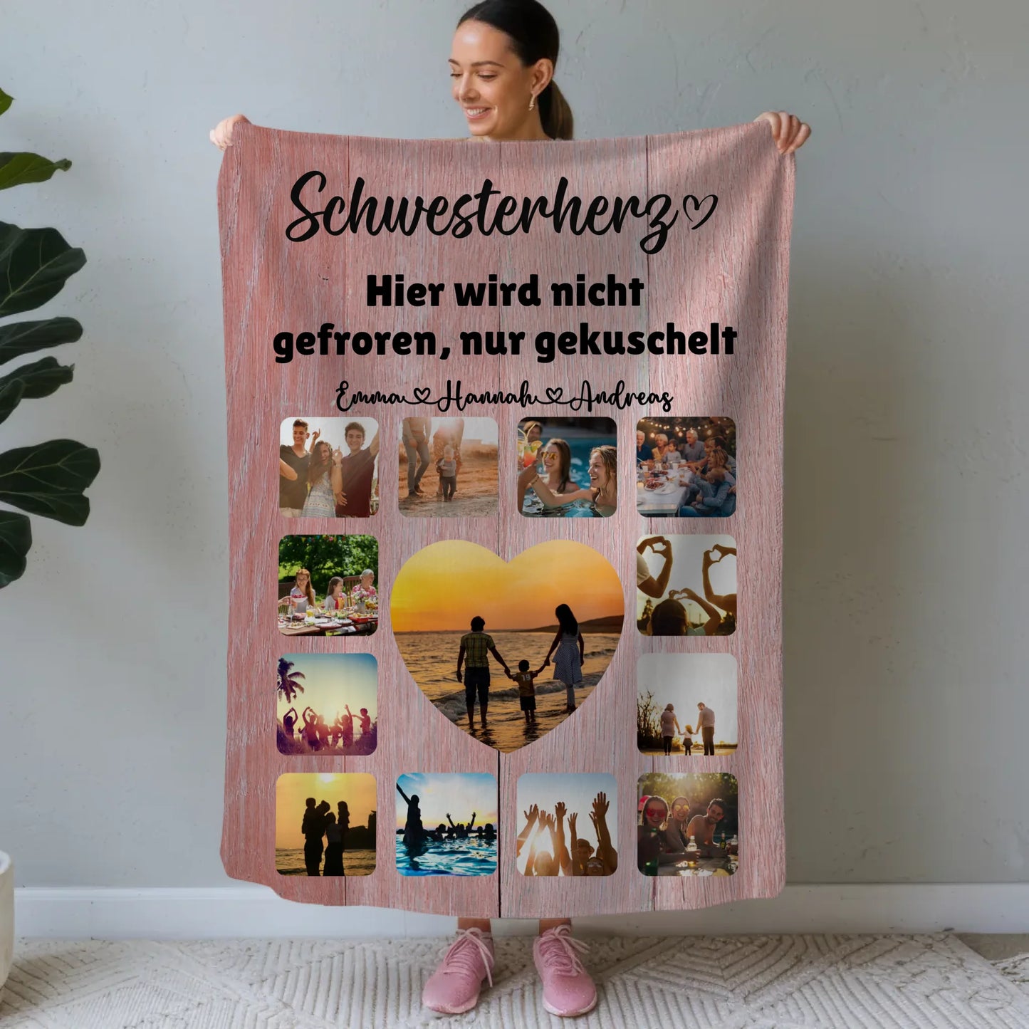 Foto Auf Kuscheldecke Schwesterherz Fotocollage mit Schoenem Spruch
