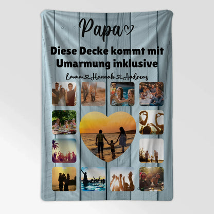Decke Personalisiert Papa Fotocollage mit Schoenem Spruch