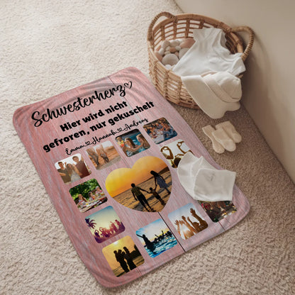 Foto Auf Kuscheldecke Schwesterherz Fotocollage mit Schoenem Spruch