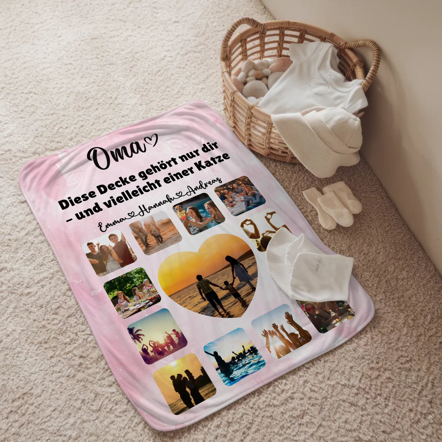 Foto Auf Decke Personalisiert Oma Fotocollage mit Schoenem Spruch