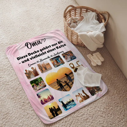 Foto Auf Decke Personalisiert Oma Fotocollage mit Schoenem Spruch