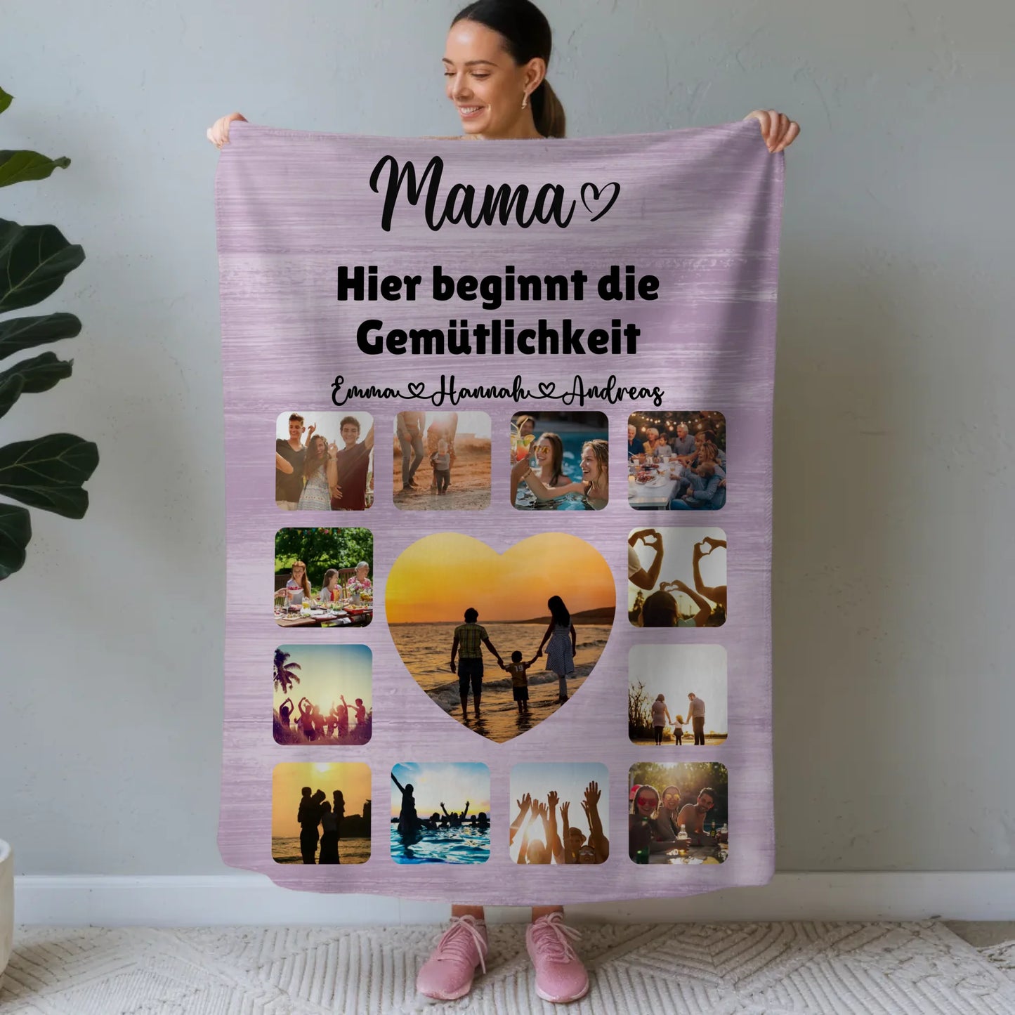Kuscheldecke Foto Mama Fotocollage mit Schoenem Spruch