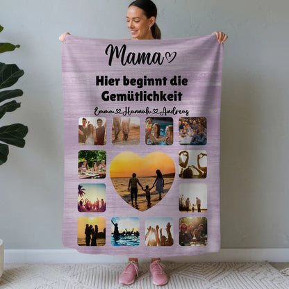 Kuscheldecke Foto Mama Fotocollage mit Schoenem Spruch