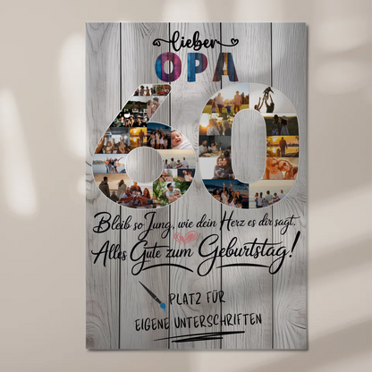 Fotoboard Magnet Poster mit Unterschriften Opa 60 Geburtstag