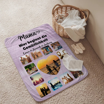 Kuscheldecke Foto Mama Fotocollage mit Schoenem Spruch