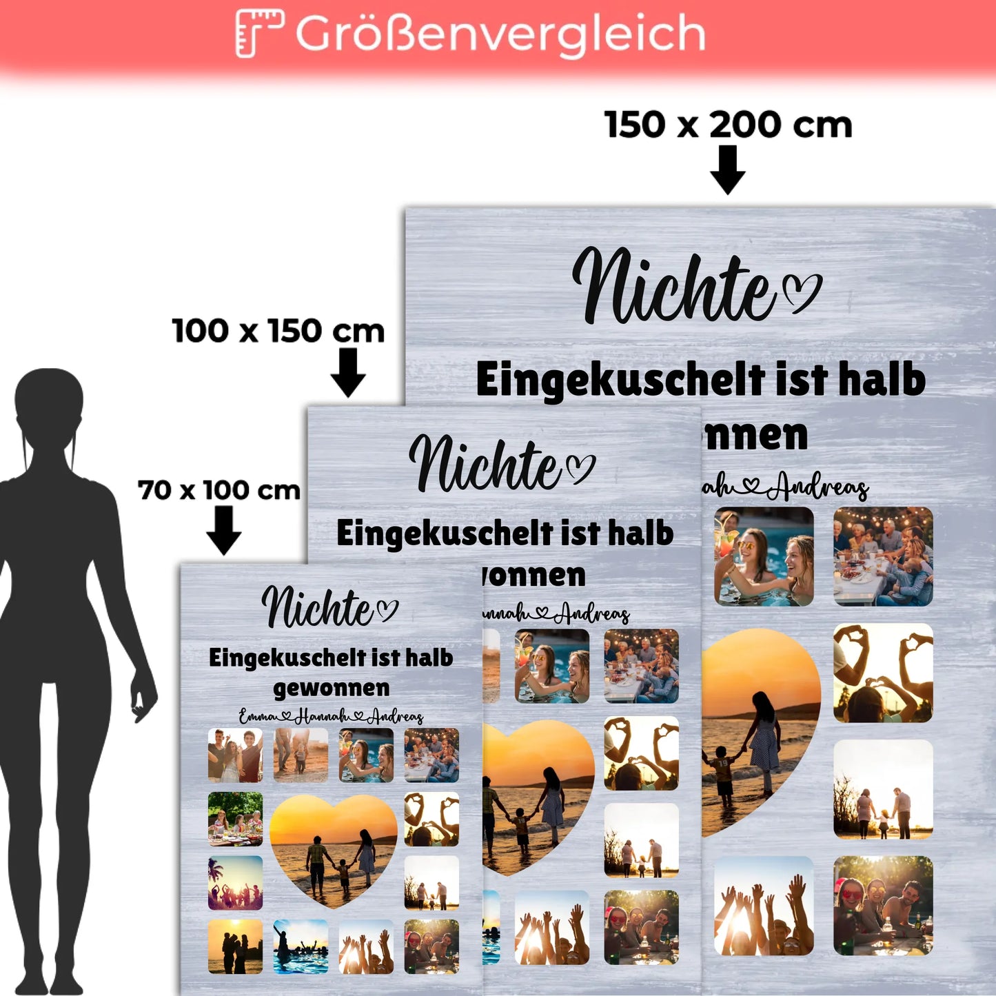 Personalisierte Kuscheldecke Nichte Fotocollage mit schönem Spruch