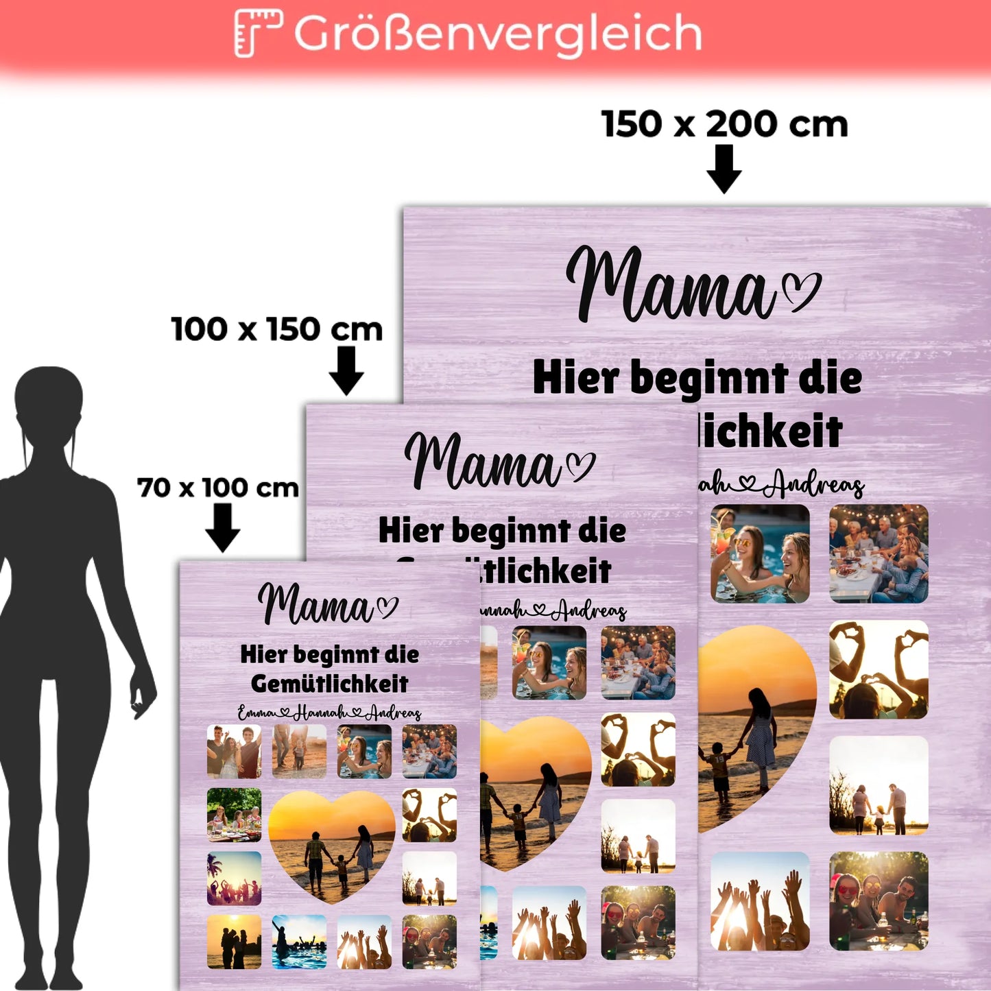 Kuscheldecke Foto Mama Fotocollage mit Schoenem Spruch