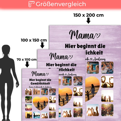 Kuscheldecke Foto Mama Fotocollage mit Schoenem Spruch