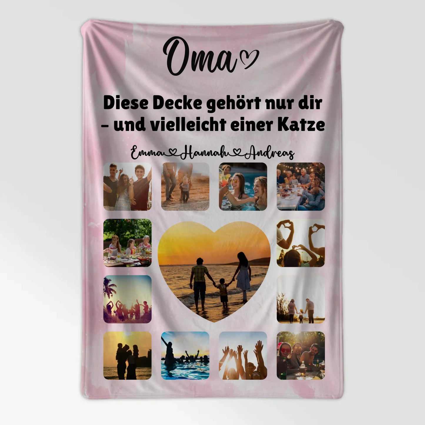 Foto Auf Decke Personalisiert Oma Fotocollage mit Schoenem Spruch