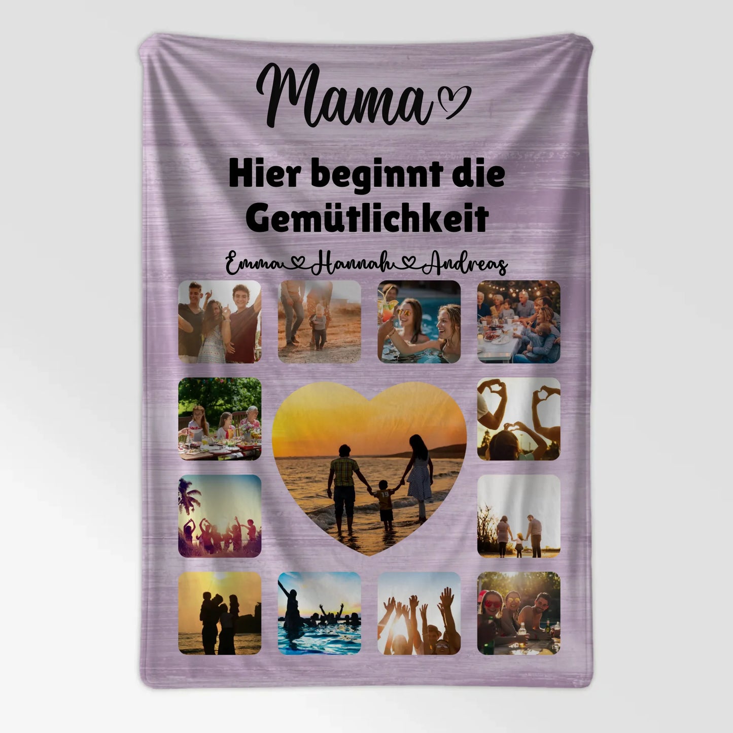 Kuscheldecke Foto Mama Fotocollage mit Schoenem Spruch